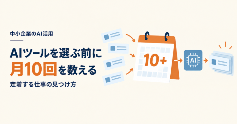 中小企業のAI活用は「ツール選び」から始めると失敗する。最初にやるのは”月10回以上ある仕事”を数えること