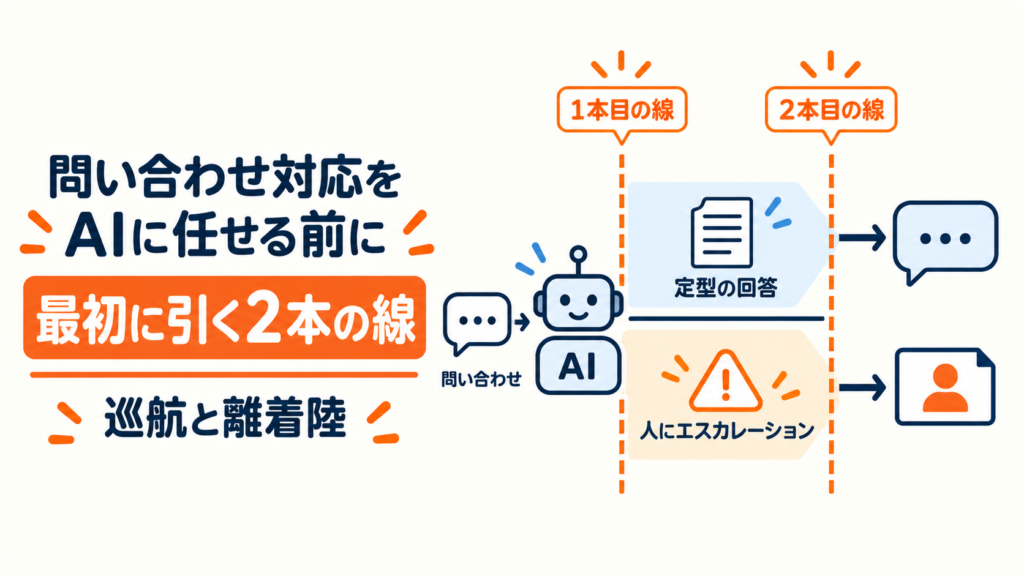 問い合わせ対応をAIに任せると決めた会社が、最初に引いていない「2本の線」。自社の自動化で線を引いた実例 1 問い合わせ対応をAIに任せる前に最初に引く2本の線、巡航と離着陸
