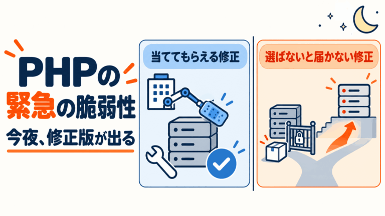 PHPの緊急脆弱性、10月21日の修正版はサーバー会社が入れ、社長はバージョンを聞く